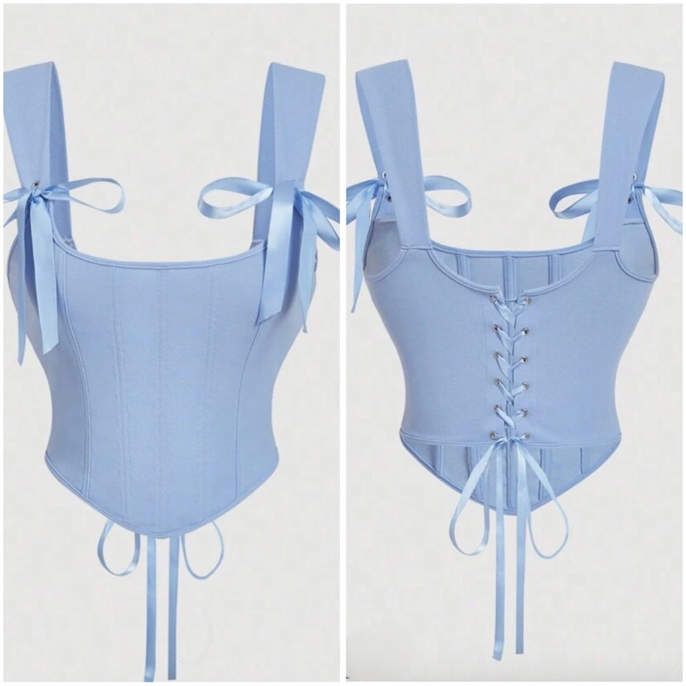 SHEIN Baby Blue Corset M NWOT